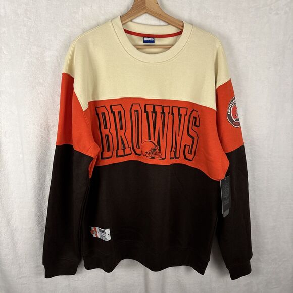 Cleveland Browns NFL Crewneck Throwback Sweatshirt Retro Size Large NWT - Picture 1 of 8